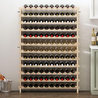 sogesfurniture Weinregal für 120 Flaschen, 12 Ebenen, Holzregal, Weinständer