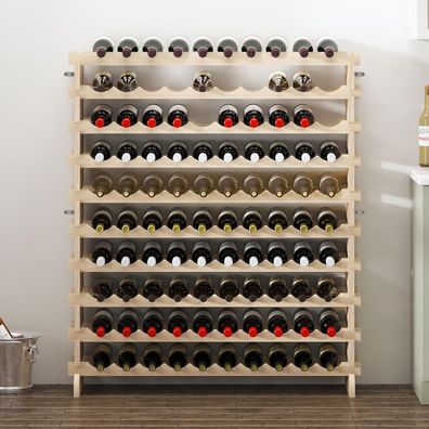 sogesfurniture Weinregal für 100 Flaschen, 10 Ebenen Holz Weinständer