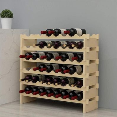 sogesfurniture Weinregal für 48 Flaschen, 6 Ebenen, Holz, 90x30x81cm