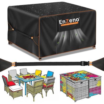 Enzeno Cube Gartenmöbelabdeckung wasserdicht für Außenbereich, Terrasse Rattan