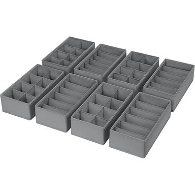 DIMJ Schubladen Organizer Set - 8er Pack, 30x15x9 cm, Dunkelgrau für