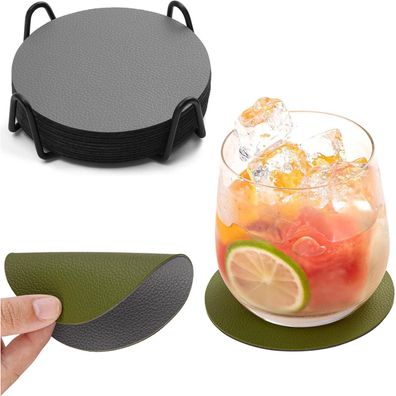 Chitomars Untersetzer 12er Set, doppelseitige Glasuntersetzer aus Kunstleder