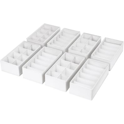 DIMJ Schubladen Organizer Set - 8er Pack, 30x15x9 cm, Weiß, für Kleiderschrank