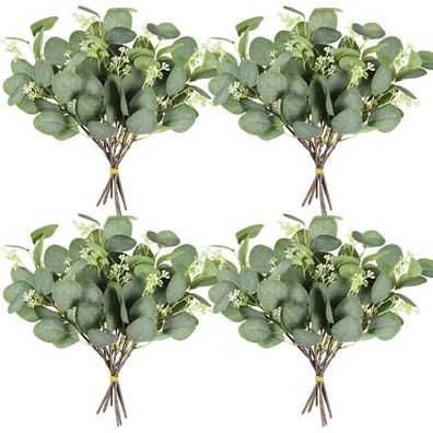 Homcomodar Künstliche Eukalyptus Zweige Deko, 24 Stück, 28 cm, für Hochzeit
