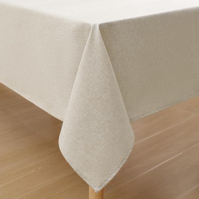 Homaxy Leinenoptik Tischdecke Abwaschbar Lotuseffekt Eckig 140 x 220 cm, Beige