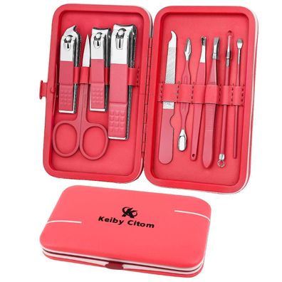 Keiby Citom Maniküre Set 10-teilig, Pediküre Kit mit Etui, Nagelpflege für