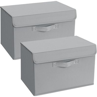 DIMJ Aufbewahrungsboxen mit Deckel, 2 Stück, Klassisches Grau, Faltbare