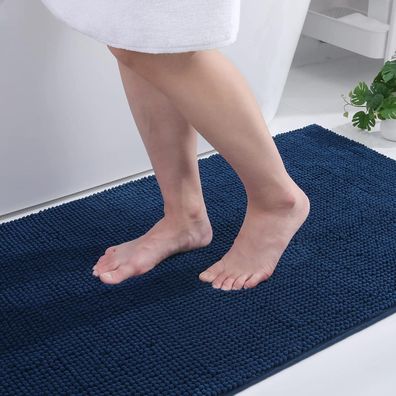 Homaxy Chenille Badteppich rutschfest und saugfähig, marineblau, 50x80 cm