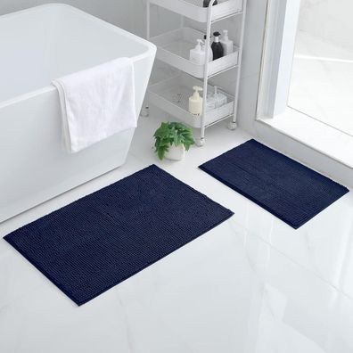Homaxy Chenille Badezimmerteppich Set 2-teilig, rutschfest, weich, saugfähig