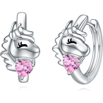 VONALA 925 Sterling Silber Creolen Ohrringe mit Tier-Motiv und Rosa Zirkonia