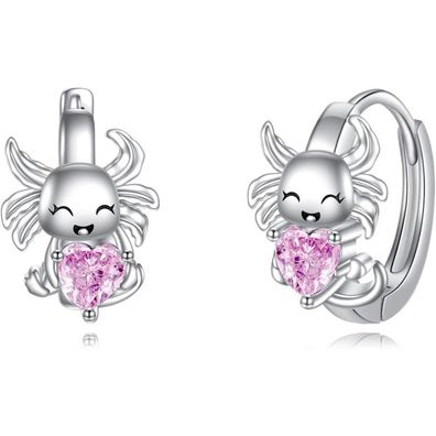 VONALA 925 Sterling Silber Creolen Ohrringe mit Tier-Motiv und Rosa Zirkonia