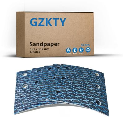 GZKTY 50 Stück Klett-Schleifpapier 115x101mm, 6 Loch, Körnung 40 für BO4555