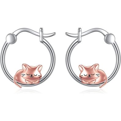 VONALA 925 Sterling Silber Creolen Ohrringe mit Französischer Bulldogge