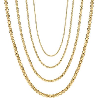 OSTAN Herren Damen Edelstahl Silber Box Kette Venetian Link Collier Halskette