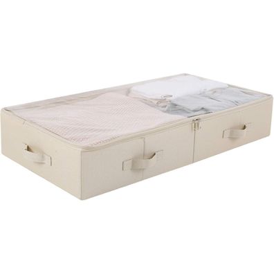 Amonsen Unterbett-Aufbewahrungsbox mit Deckel, beige, 85x43x15cm
