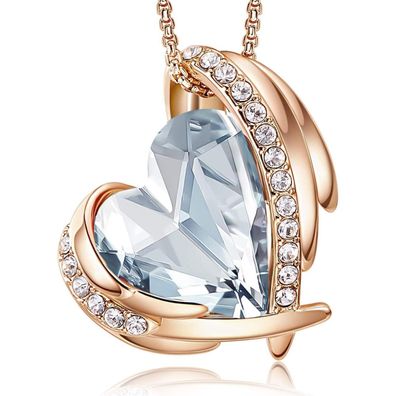 CDE Damen Halskette Rosegold Herz Schmuck mit Kristall, Elegante