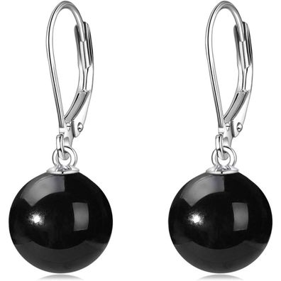 VONALA Perlen Ohrringe Sterling Silber Hängend mit Schwarzem Onyx - Schmuck