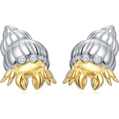 Trishula S925 Sterling Silber Krabben Ohrstecker, Hypoallergen Tier Schmuck