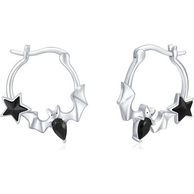 Trishula 925 Sterling Silber Fledermaus Creolen Ohrringe für Damen und Mädchen