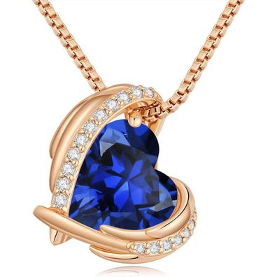 CDE Damen Halskette Rosegold Herz Schmuck mit Kristall, Elegante