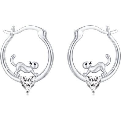 Trishula 925 Sterling Silber Tier Creolen Ohrringe für Damen und Mädchen