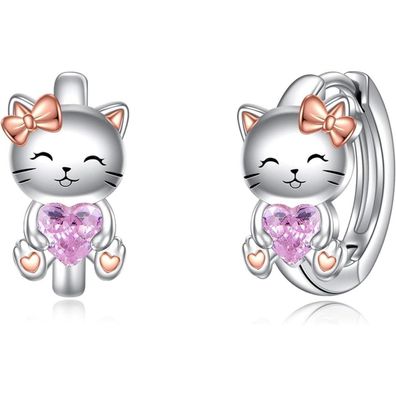VONALA 925 Sterling Silber Creolen Ohrringe mit Rosa Zirkonia Tier Schmuck für