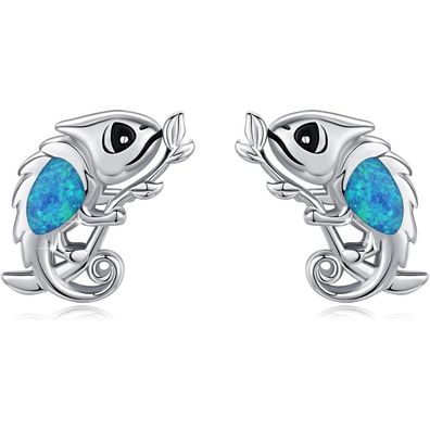 Trishula S925 Sterling Silber Ohrringe Chamäleon Tier Ohrstecker Hypoallergen