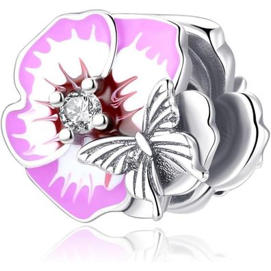 Symretie 925 Sterling Silber Charm Anhänger - Schmetterling Herz Charm für