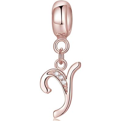 Symretie Damen Rose Gold Buchstabe Charm Anhänger A-Z, kompatibel mit