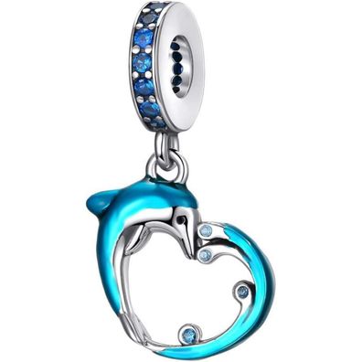 Symretie 925 Sterling Silber Charm Anhänger - Herz Charm für Damen Halskette