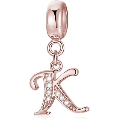 Symretie Damen Rose Gold Buchstabe Charm Anhänger A-Z, kompatibel mit