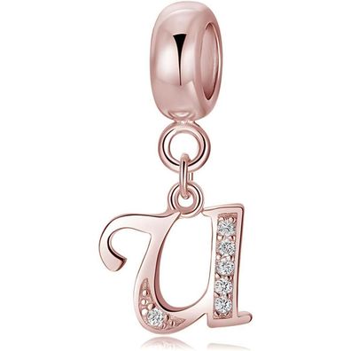 Symretie Damen Rose Gold Buchstabe Charm Anhänger A-Z, kompatibel mit