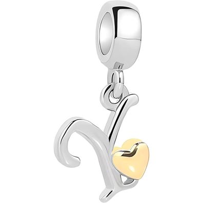 Symretie Damen A-Z Buchstaben Charm Anhänger Initial Beads Charms mit Gelbem