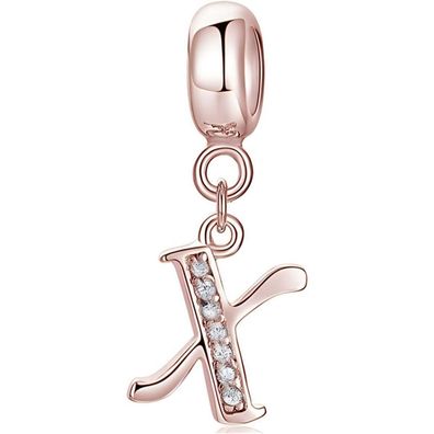 Symretie Damen Rose Gold Buchstabe Charm Anhänger A-Z, Kompatibel mit