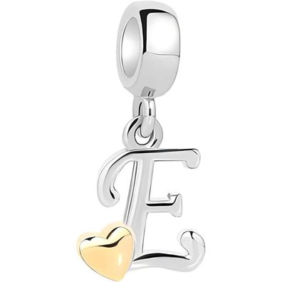 Symretie Damen A-Z Buchstaben Charm Anhänger mit Gelbem Herz, kompatibel mit