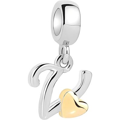 Symretie Damen A-Z Buchstaben Charm Anhänger Initial Beads mit Gelbem Herz