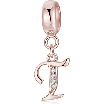Symretie Damen Rose Gold Buchstabe Charm Anhänger A-Z, 925 Sterlingsilber mit
