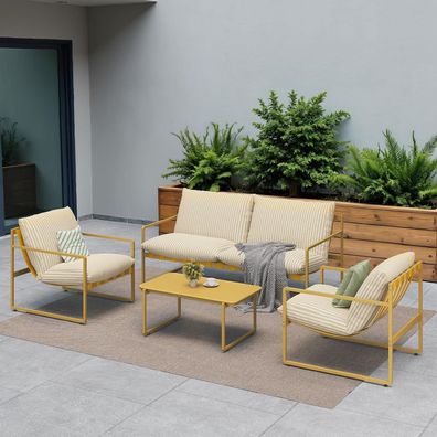 Grand patio Gartenmöbel 4er Set für 4 Personen mit Kissen, Lounge Möbel