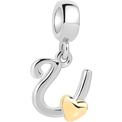 Symretie Damen A-Z Buchstaben Charm Anhänger Initial Beads Charms mit Gelbem