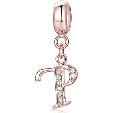 Symretie Damen Rose Gold Buchstabe Charm Anhänger A-Z, kompatibel mit