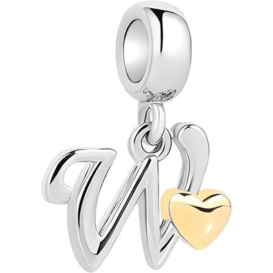 Symretie Damen A-Z Buchstaben Charm Anhänger mit Gelbem Herz, kompatibel mit