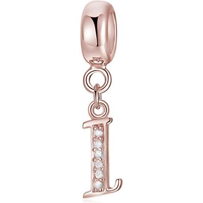 Symretie Damen Rose Gold Buchstabe Charm Anhänger A-Z, 5A+ Zirkonia, 925