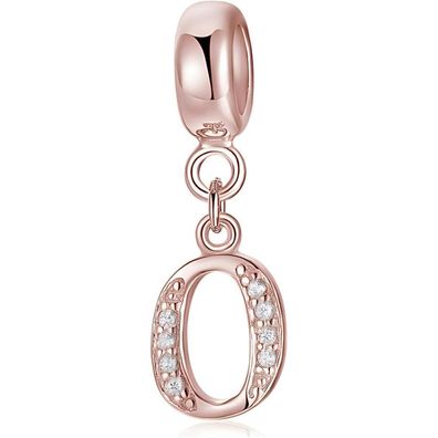 Symretie Damen Rose Gold Buchstabe Charm Anhänger A-Z, 925 Sterling Silber mit
