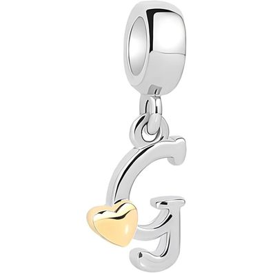 Symretie Damen A-Z Buchstaben Charm Anhänger mit Gelbem Herz, kompatibel mit