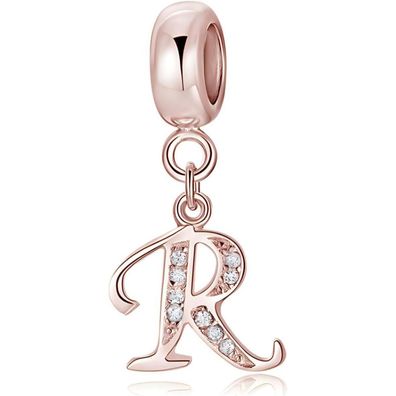 Symretie Damen Rose Gold Buchstabe Charm Anhänger A-Z, 925 Sterling Silber mit