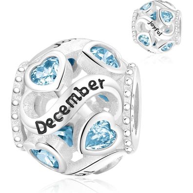 Symretie 925 Sterling Silber Geburtsstein Herz Charm Anhänger - Monatsstein für