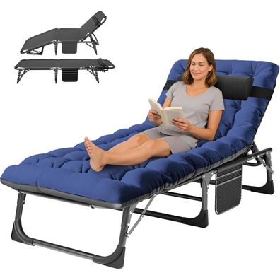 Ryuhic Klappbare Sonnenliege mit Matratze, 200kg belastbar, verstellbare