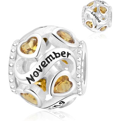 Symretie 925 Sterling Silber Geburtsstein Herz Charm Anhänger für Damen