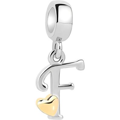 Symretie Damen A-Z Buchstaben Charm Anhänger Initial Bead mit Gelbem Herz