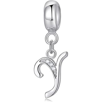 Symretie 925 Sterling Silber Initial Buchstabe Anhänger Charm für Europäische